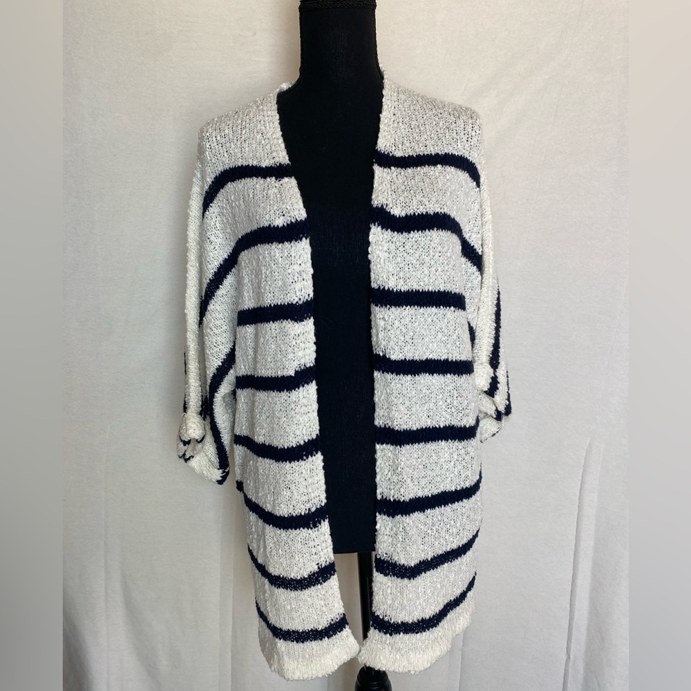 Women’s Navy Blue and white cardigan Size M